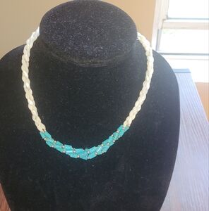 Elegant White and Blue Women's Necklace